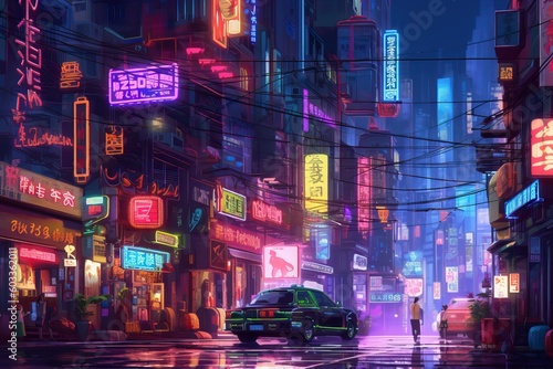 Neon night city  