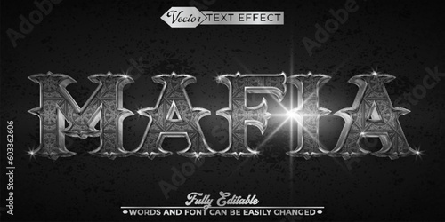 Dark Silver Medieval Gangster Mafia Vector Editable Text Effect Template