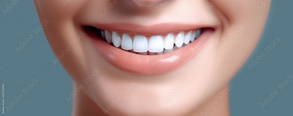 Obraz premium Radiant Smile. Happy Woman with Beautiful White Teeth. Generative AI illustrations.
