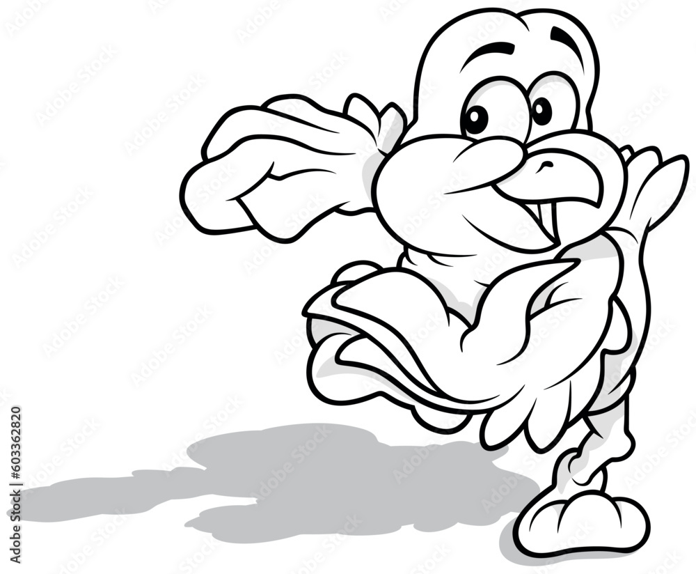 Drawing of a Cute Marching Bird Drawing of a Cute Marching Bird