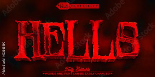 Red Horror Devil Hells Vector Editable Text Effect Template