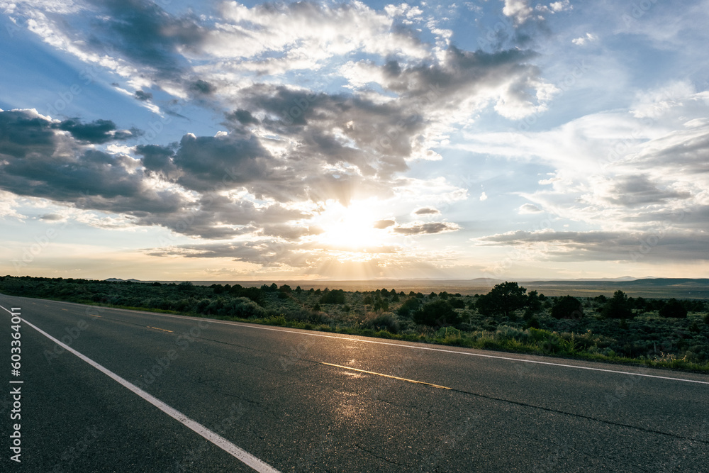 Fototapeta premium Road Landscape at the sunset