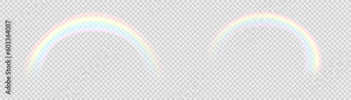 Colored transparent rainbow. Vector illustration. A beautiful meteorological phenomenon that occurs after rain. Fantasy symbol of good luck.