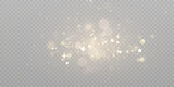 Vector background with golden bokeh, falling golden sparks, dusty glitter, blur effect