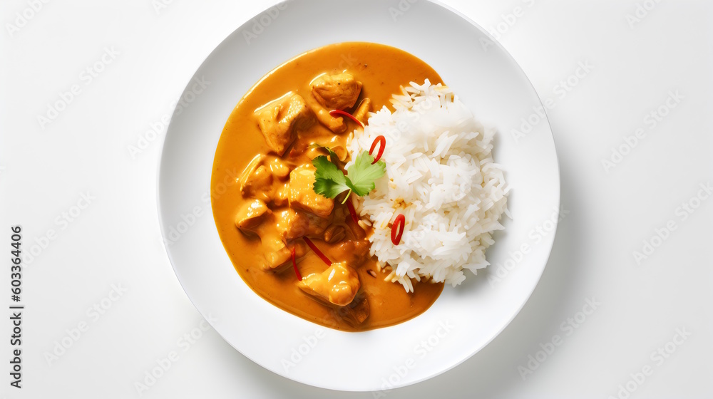 curry rice on white background. generative ai curry rice on white background. generative ai