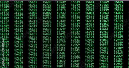 PRime numbers scrolling on computer screen