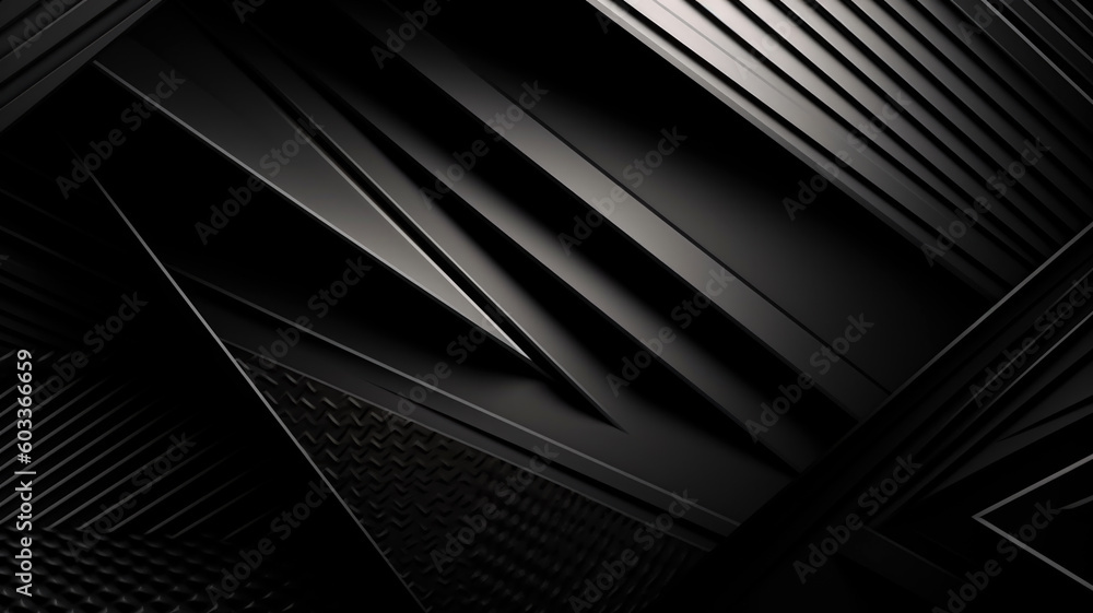 Black abstract corporate background. Minimal design. Black grey abstract modern background for design. Dark. Geometric shape. 3d effect. Diagonal lines, stripes.. Generative AI Black abstract corporate background. Minimal design. Black grey abstract modern background for design. Dark. Geometric shape. 3d effect. Diagonal lines, stripes.. Generative AI