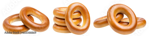 Collection of fresh delicious bread rings (bagels, sushki or baranki), cut out