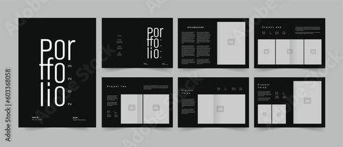 Minimal portfolio and vector 12 pages of minimalist black portfolio design