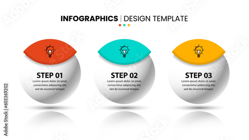 Infographic template. 3 balls with icons and text