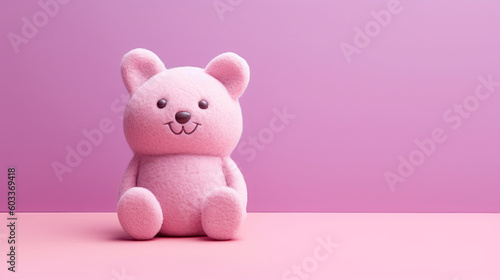 Adorable Toy on Soft Pink Background 