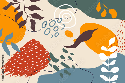 Unusual abstract background in modernist style. Abstract organic shapes inspired by impressionism