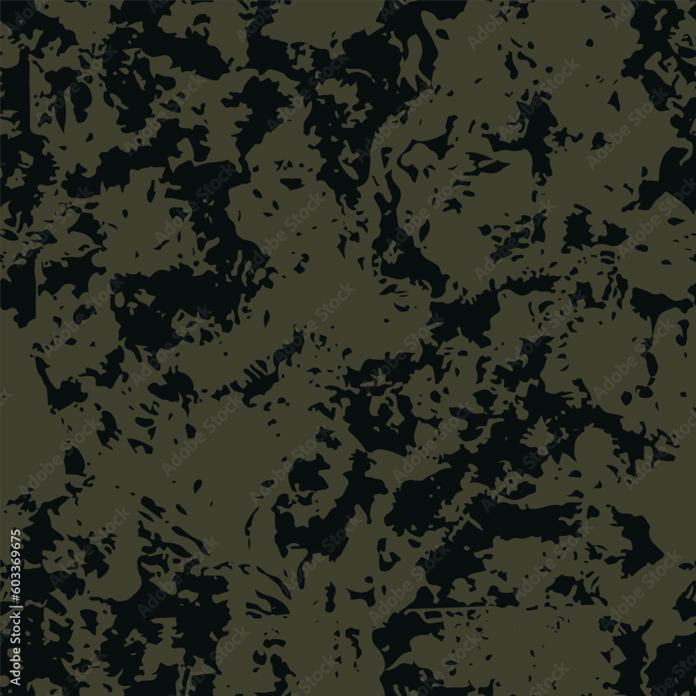 Seamless texture with natural motif. Abstract background, trendy graphic surface design with grunge texture on dark field. Earthy, camouflage paint splatter print. Vector illustration. Seamless texture with natural motif. Abstract background, trendy graphic surface design with grunge texture on dark field. Earthy, camouflage paint splatter print. Vector illustration.