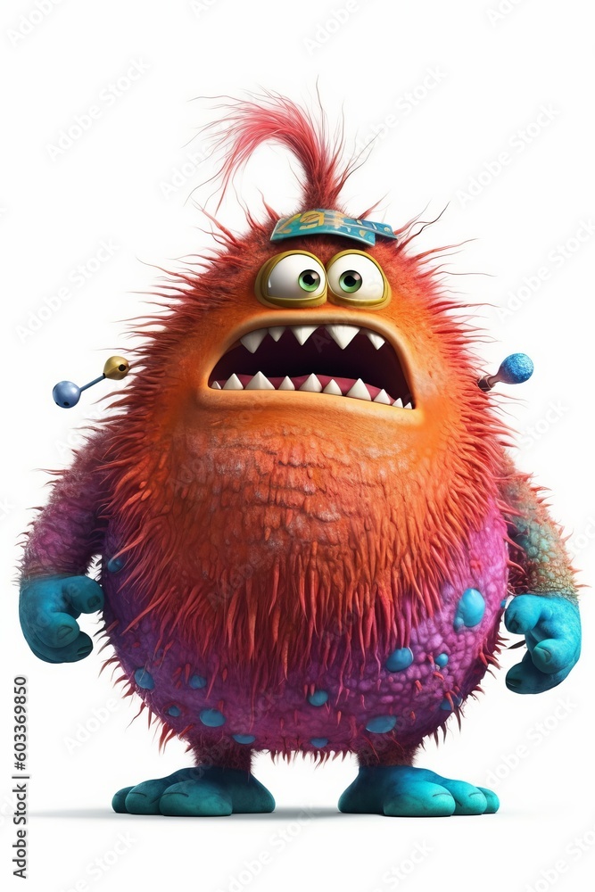 Illustration of a fierce cartoon monster with a large mouth and sharp teeth created with Generative AI technology Illustration of a fierce cartoon monster with a large mouth and sharp teeth created with Generative AI technology