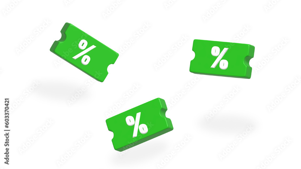 Obraz premium green discount voucher percentage online shopping 3d rendering