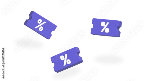 violet discount voucher percentage online shopping 3d rendering