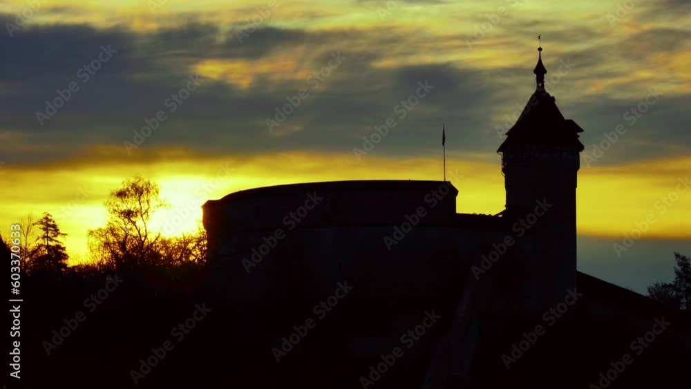 The Munot Castle of Schaffhausen in Sunrise in Switzerland. The Munot Castle of Schaffhausen in Sunrise in Switzerland.