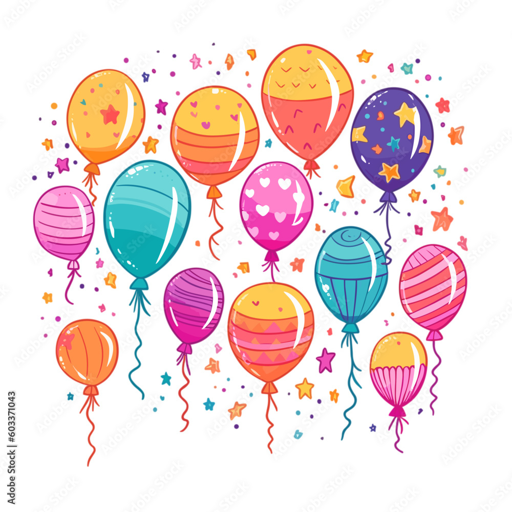 illustration of various colorful balloons