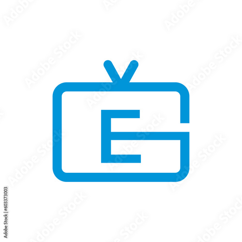 E letter channel television logo design