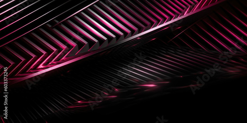 Black pink abstract modern background for design. Dark. Geometric shape. Diagonal lines, stripes. Triangles. Gradient. Generative AI