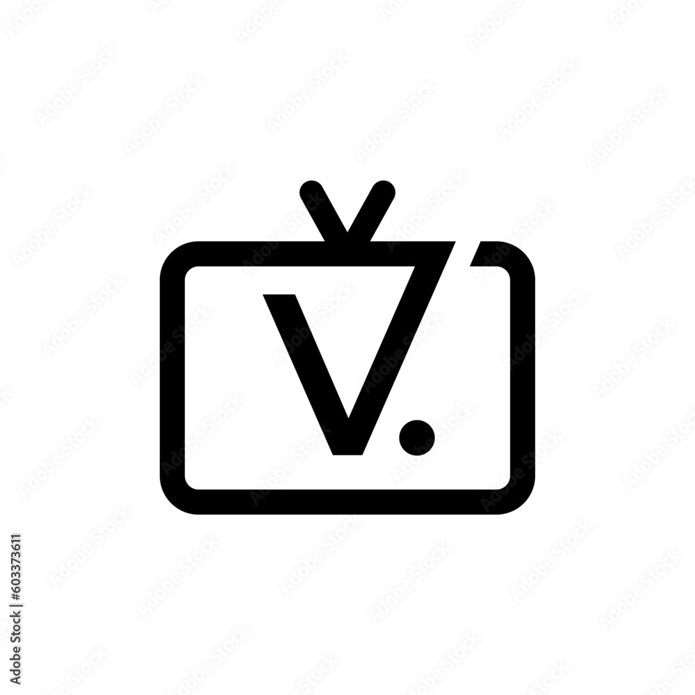 V letter channel television logo design V letter channel television logo design