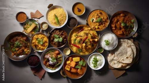 Various Indian foods. generative ai