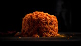 Jollof rice isolated on dark black background. generative ai