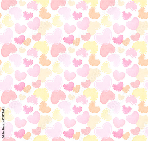seamless pastel heart pattern background on transparent background