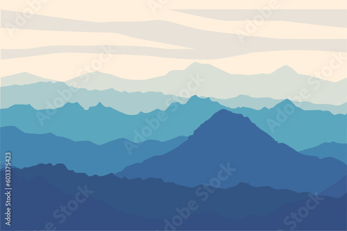 Fototapeta Naklejka Na Ścianę i Meble -  Mountain landscape background flat design
