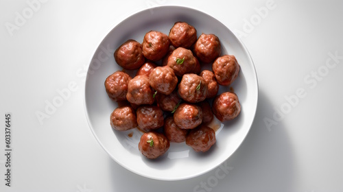 Meatballs isolated on white background. generative ai