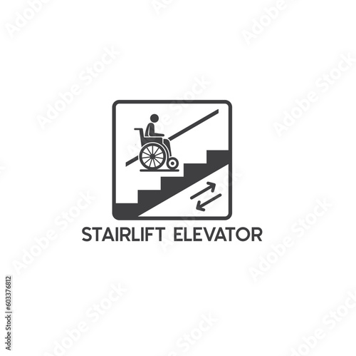 symbol of stairlift elevator, vector art.