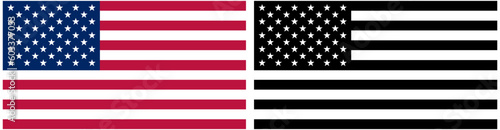 United States of America flag. Color and Black and white flag USA
