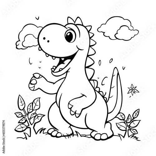 Coloring for children little dinosaur 