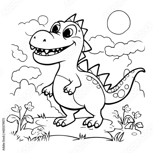 Coloring for children little dinosaur 