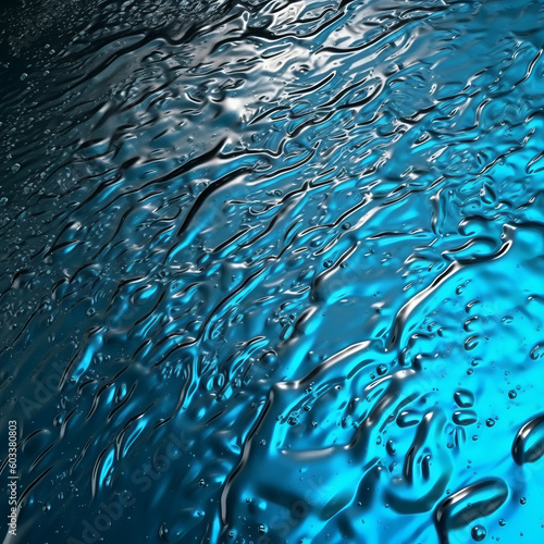 Abstract Water Surface Texture, Reflected Light, Deep Blue and Silver Colors Created using AI Generation Technology
