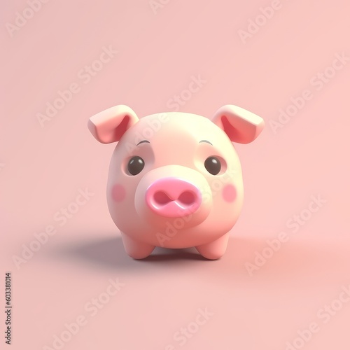 Tiny cute isometric pig emoji