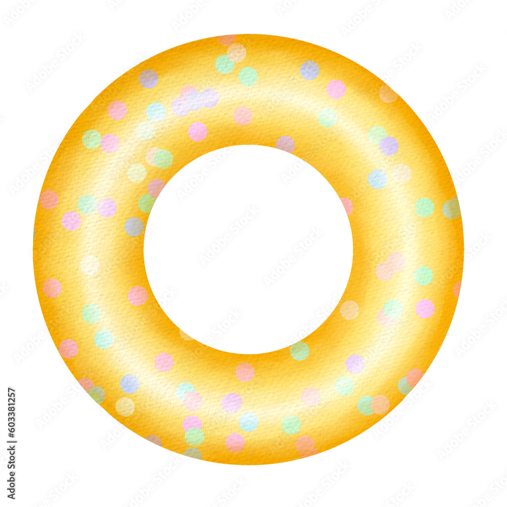Yellow Swimming ring watercolor.
Yellow Swimming ring watercolor.