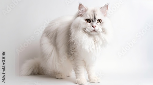  a fluffy white cat with a serious look on its face. generative ai
