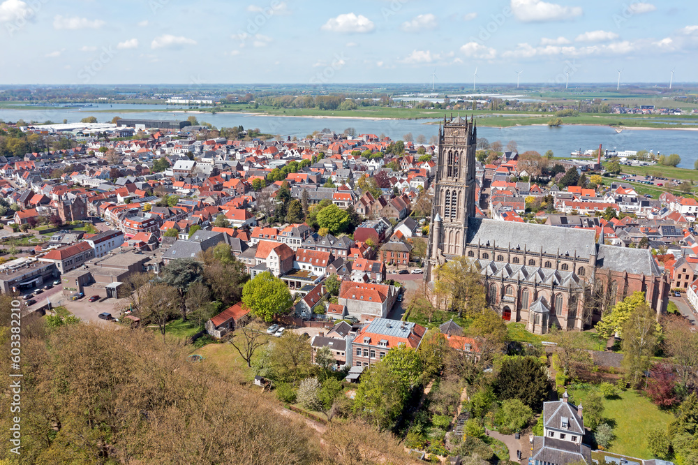 Aerial from the city Zaltbommel in the Netherlands
