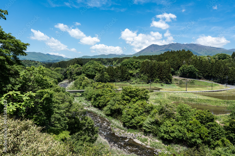 Naklejka premium 那須塩原の風景・西岩崎ポケットパークから見る景色