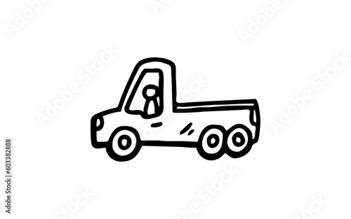 TRUCK doodle illustration hand drawn for template design 