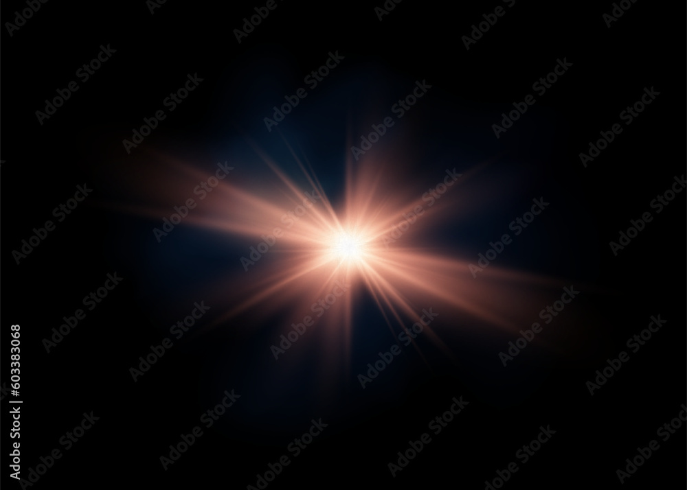 Lens flare vector illustration. Glowing spark light effect isolated.