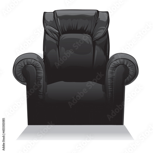 black leather armchair isolated on white
