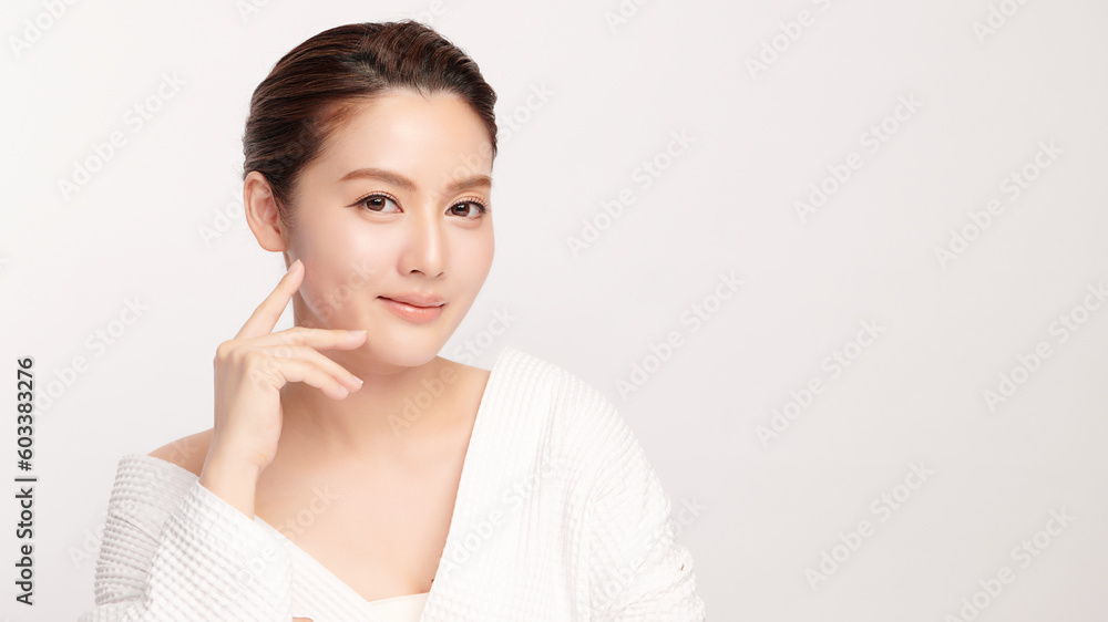 Beautiful young asian woman with clean fresh skin on white background, Face care, Facial treatment, Cosmetology, beauty and spa, Asian women portrait. Beautiful young asian woman with clean fresh skin on white background, Face care, Facial treatment, Cosmetology, beauty and spa, Asian women portrait.