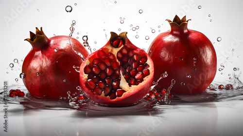 pomegranates isolated on white background. generative ai