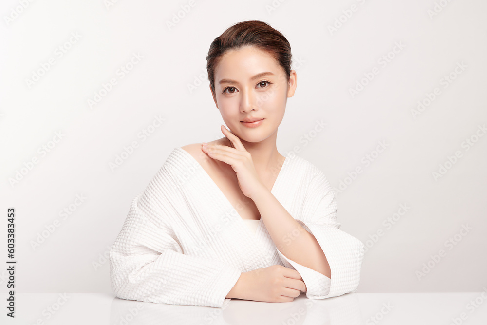 Beautiful young asian woman with clean fresh skin on white background, Face care, Facial treatment, Cosmetology, beauty and spa, Asian women portrait. Beautiful young asian woman with clean fresh skin on white background, Face care, Facial treatment, Cosmetology, beauty and spa, Asian women portrait.