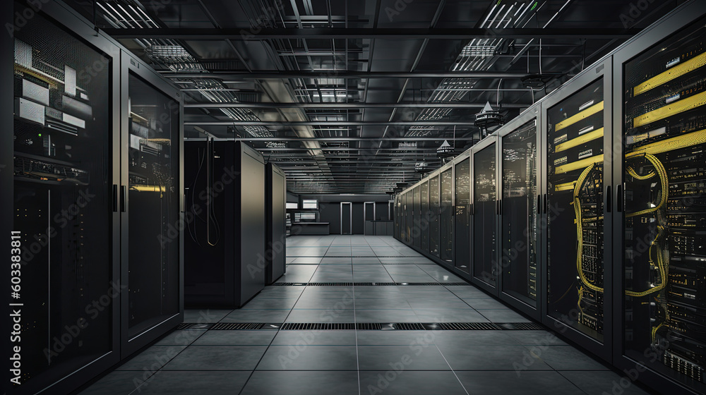 Data server center background, digital hosting, black space