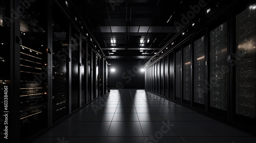 Data server center background, digital hosting, black space