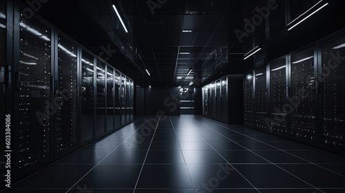 Data server center background  digital hosting  black space