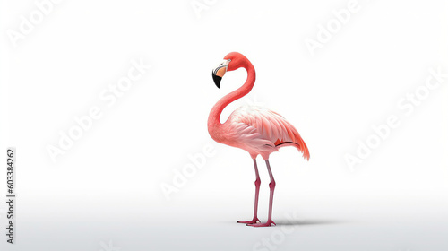 Pink Flamingo on white background  ai generated